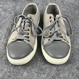 JOE'S Jeans Low Joe Grey White Leather topped Sneakers Shoes Size 9‎
